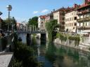 La rivire Ljubljanica, le quai Gallus et le pont Cobbler